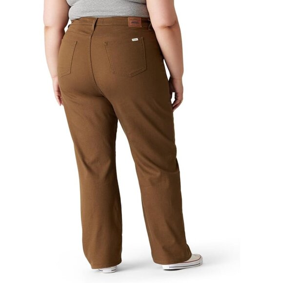 Womens High-Rise Loose Straight Jeans Plus Size Cotton Elastane Comfortable - Picture 2 of 5